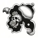 skull brass knuckles rose turtle swimming tattoo design idea