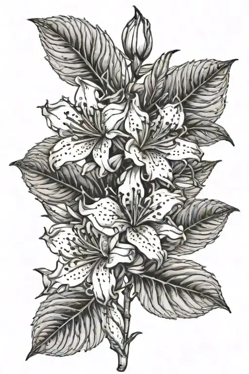 rhododendron blossom branches tattoo design idea