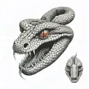 snake stiched in the head tattoo design idea