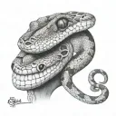 snake stiched in the head tattoo design idea
