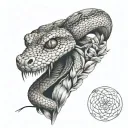 snake stiched in the head tattoo design idea