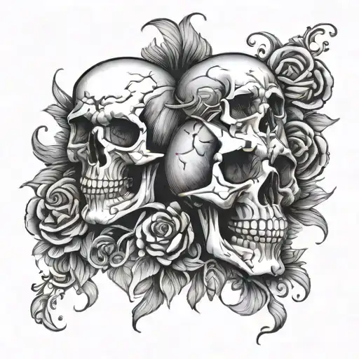 skulls and shadow tattoo design idea