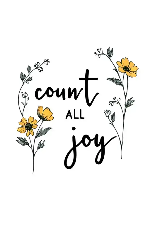 "count it all joy" wildflowers tattoo design idea