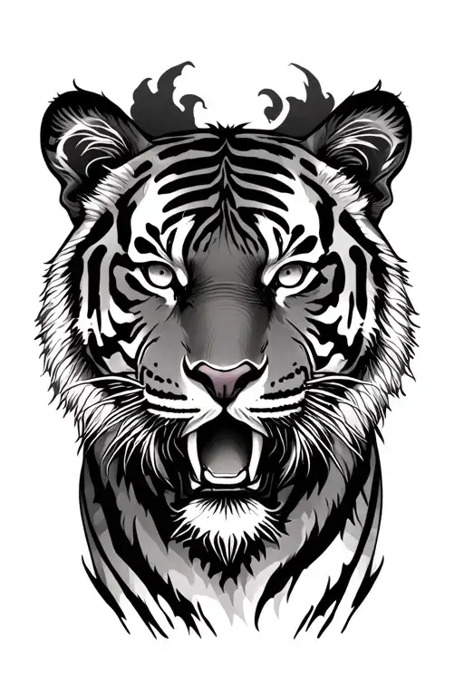 tiger surrounded tattoo design idea