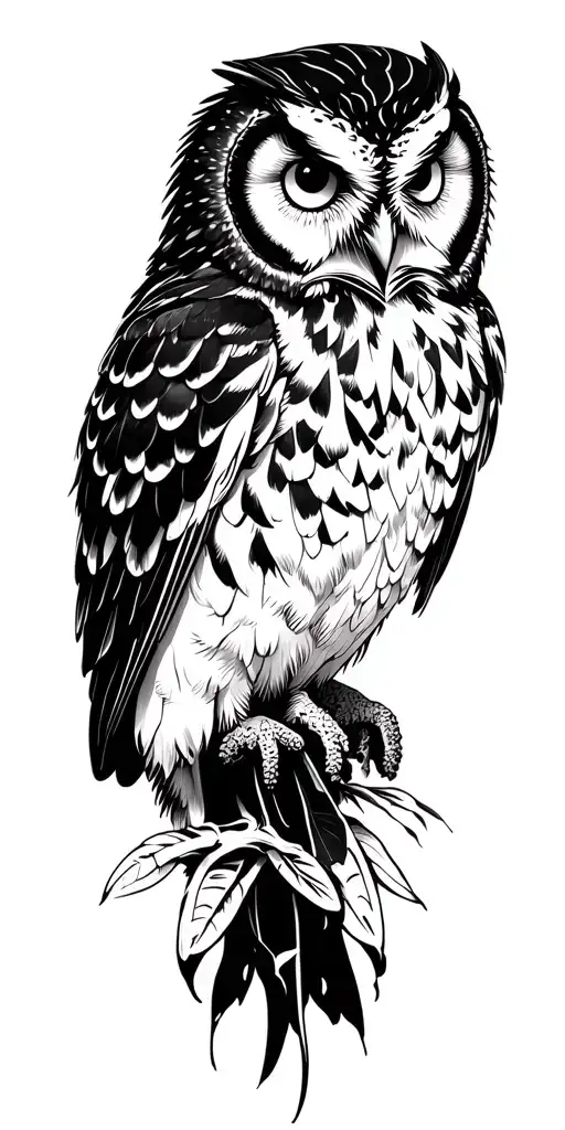 owl sitting tattoo design idea