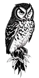 owl sitting tattoo design idea