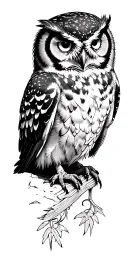 owl sitting tattoo design idea