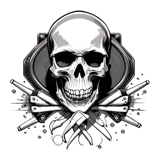 skull and subwoofers  tattoo design idea