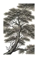 2 willow branches sweeping towards each other side tattoo design idea