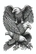 trust fall eagles, one upside down holding onto talons of the other eagle tattoo design idea