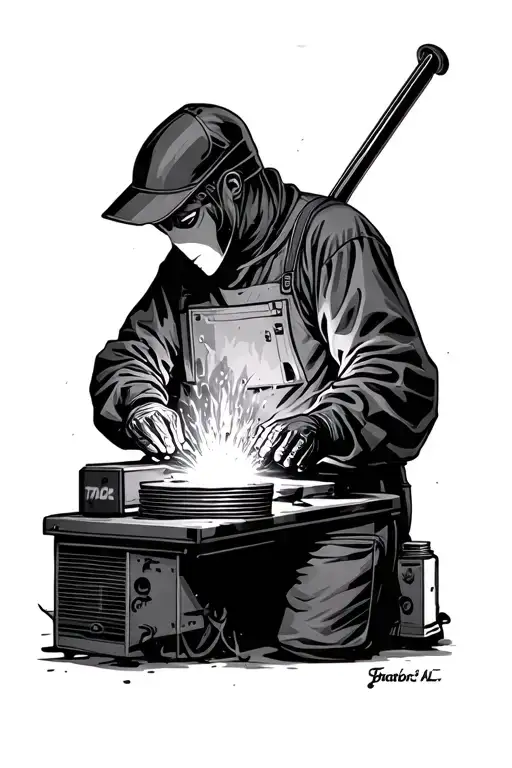 someone who is welding tattoo design idea