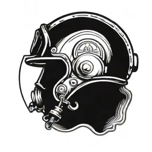A tattoo design featuring a firefighter's helmet with a navy deep sea diver's helmet intertwined, symbolizing your dedication to both professions tattoo design idea