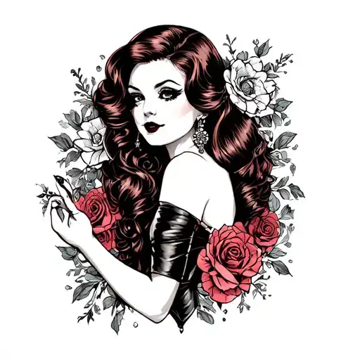 goth pin up girl tattoo design idea