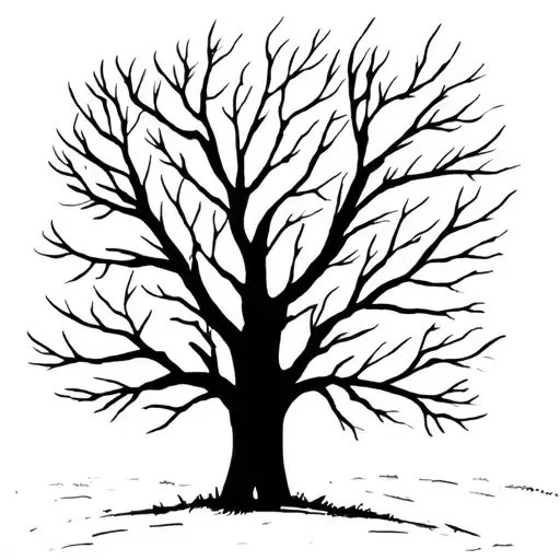 tree silhouette winter no leafs growing simple tattoo design idea