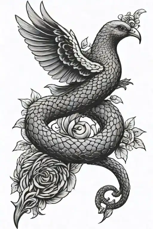 Serpent and Dove tattoo design idea