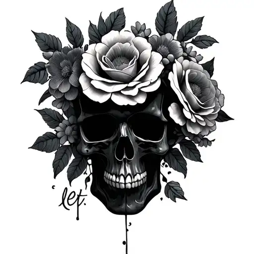 "let them" skull flowers tattoo design idea