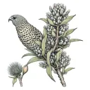 Draw me a tattoo in colour with the following flowers - Acacia dunnii  Banksia dentata Alphitonia excela Bombax ceiba   tattoo design idea