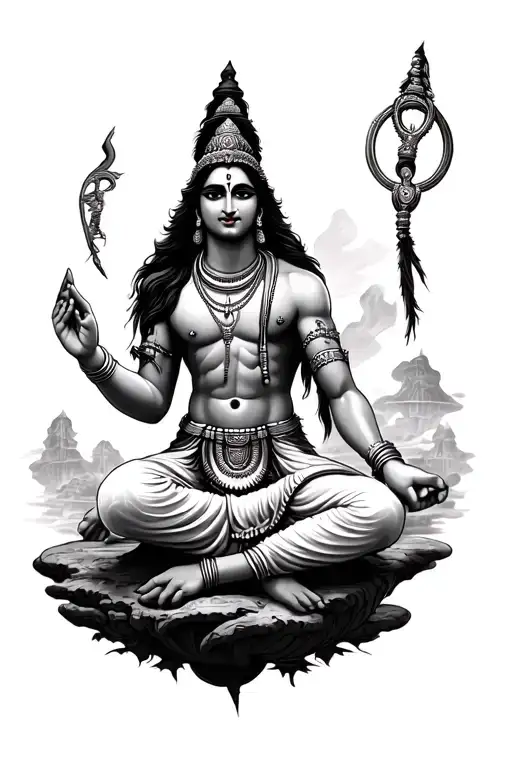 Shiv ji laanding on earth tattoo design idea