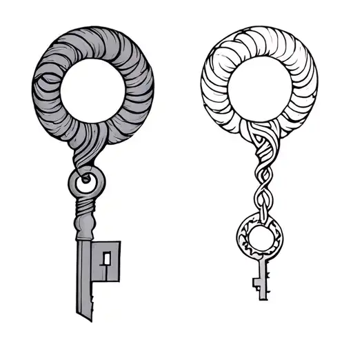Capricorn And Aquarius lock and key  tattoo design idea