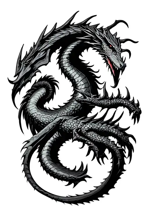 Jormungand on the whole frame mythology symbols in background  tattoo design idea