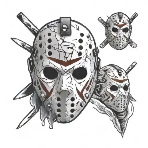 jason Voorhees mask surrounded tattoo design idea