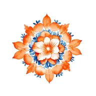 orange and blue floral mandala design   incorporating orchids tattoo design idea