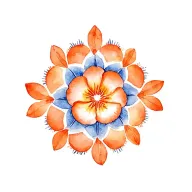 orange and blue floral mandala design   incorporating orchids tattoo design idea