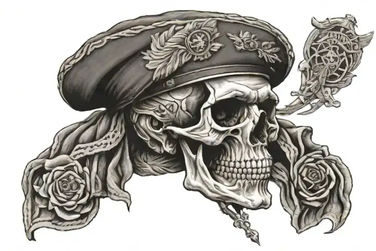 skull wearing us marine corps cover wearing hankerchief  tattoo design idea