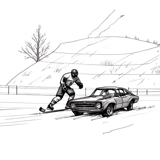 a tattoo of hockey with cars aswell tattoo design idea