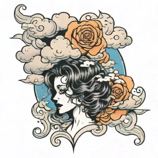 head in the clouds but my gravity's centered" tattoo design idea