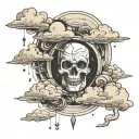 head in the clouds but my gravity's centered" tattoo design idea