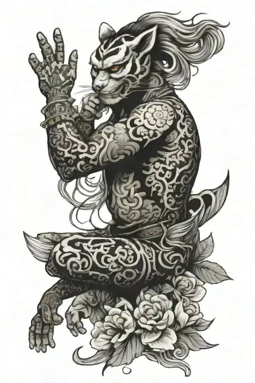 a mixture of Japanese yakuza tattoos with Slavic tattoos tattoo design idea