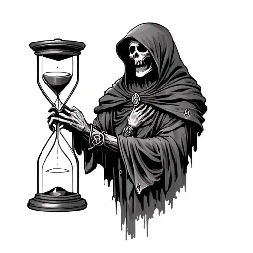 Grim Reaper Holding Hourglass tattoo design idea