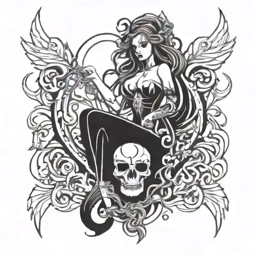 lady death emo dark style tattoo design idea
