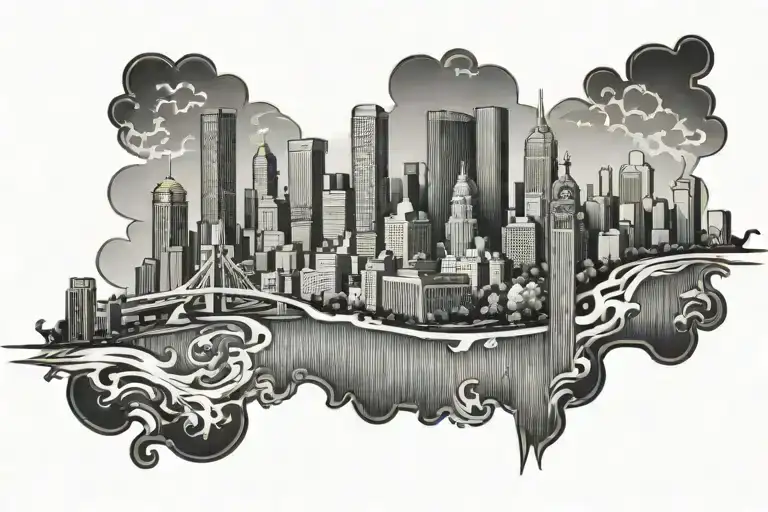 Detroit skyline tattoo design idea