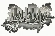 Detroit skyline tattoo design idea