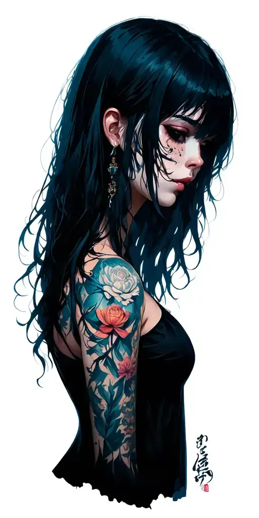 Aesthetic dark fantasy scene tattoo design idea