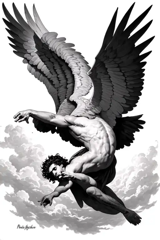  Icarus falling from the sky tattoo design idea
