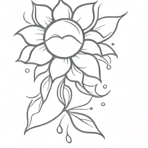sun rain flower tattoo design idea
