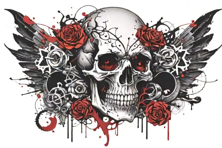 siren evil beautiful skull adorned tattoo design idea