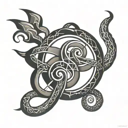 capricorn zodiac symbol molecule intertwined tattoo design idea