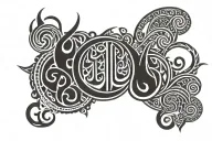 allah God and symbols incorporated tattoo design idea