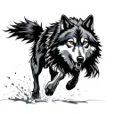 tribal wolf running tattoo design idea
