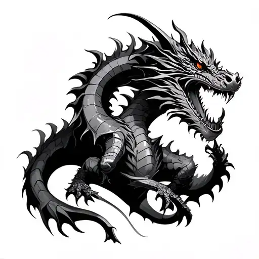 Knight Fighting Dragon tattoo design idea