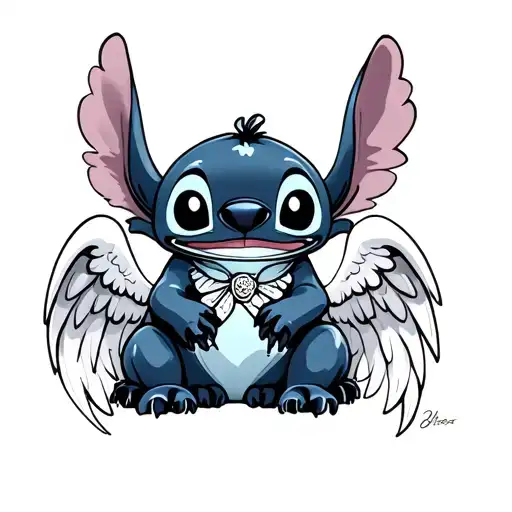 Stitch And Angel tattoo design idea