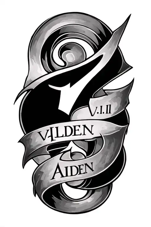 Roman Numerals V.III.MMXXV and the name of my son "Aiden" tattoo design idea