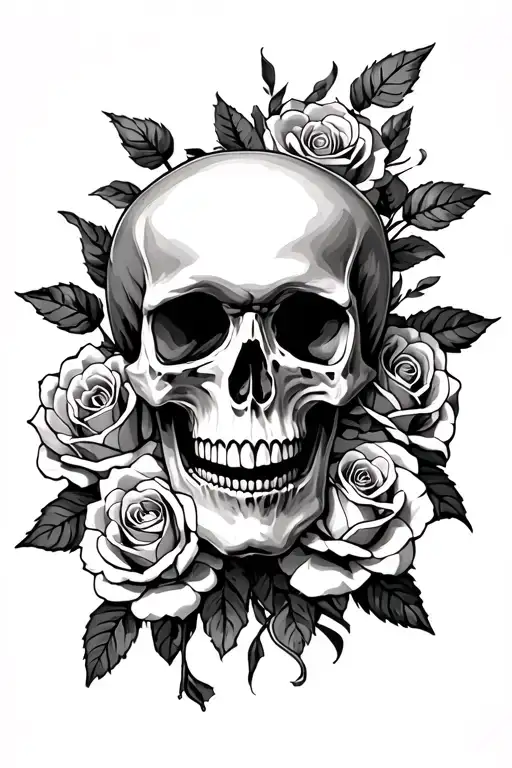 skull with roses memento mori shoulder tattoo tattoo design idea