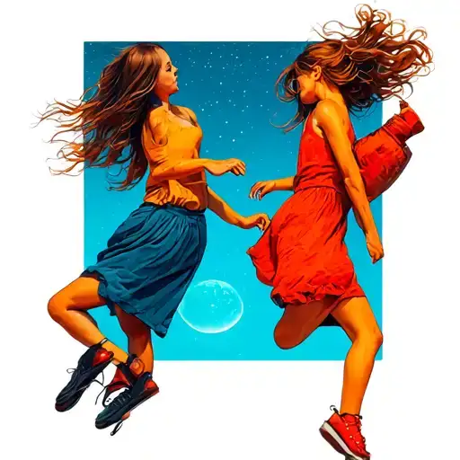 a Tattoo inspired by the band Brand New. I want the Science Fiction album cover with the 2 girls jumping. One girl shoul tattoo design idea