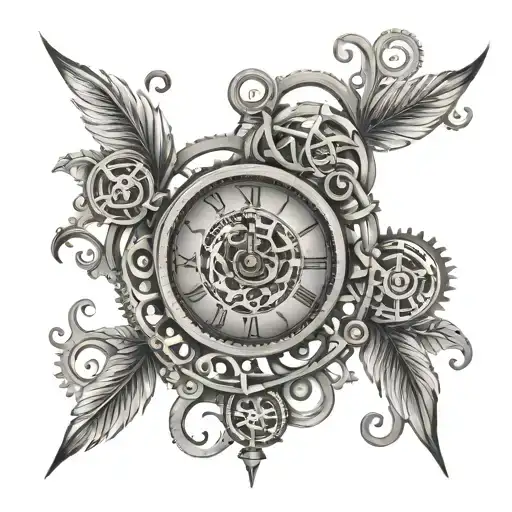 clock, clockwork, arabic digits tattoo design idea