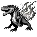Komodo Dragon coming out of fire breathing dragon tattoo design idea